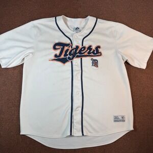 Dynasty Detroit Tigers MLB Baseball Jersey Men XL White Button Up Dynasty Series